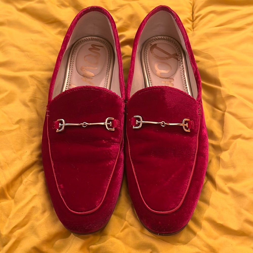 Sam Edelman velvet magenta loafers